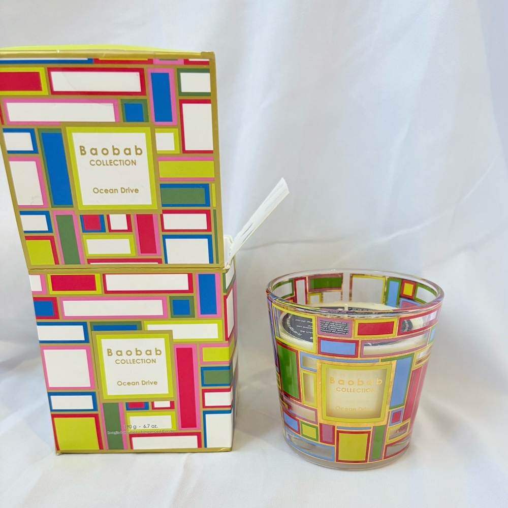 Baobab Collection Colorful Geometric Candle. Ocean drive. New in box.